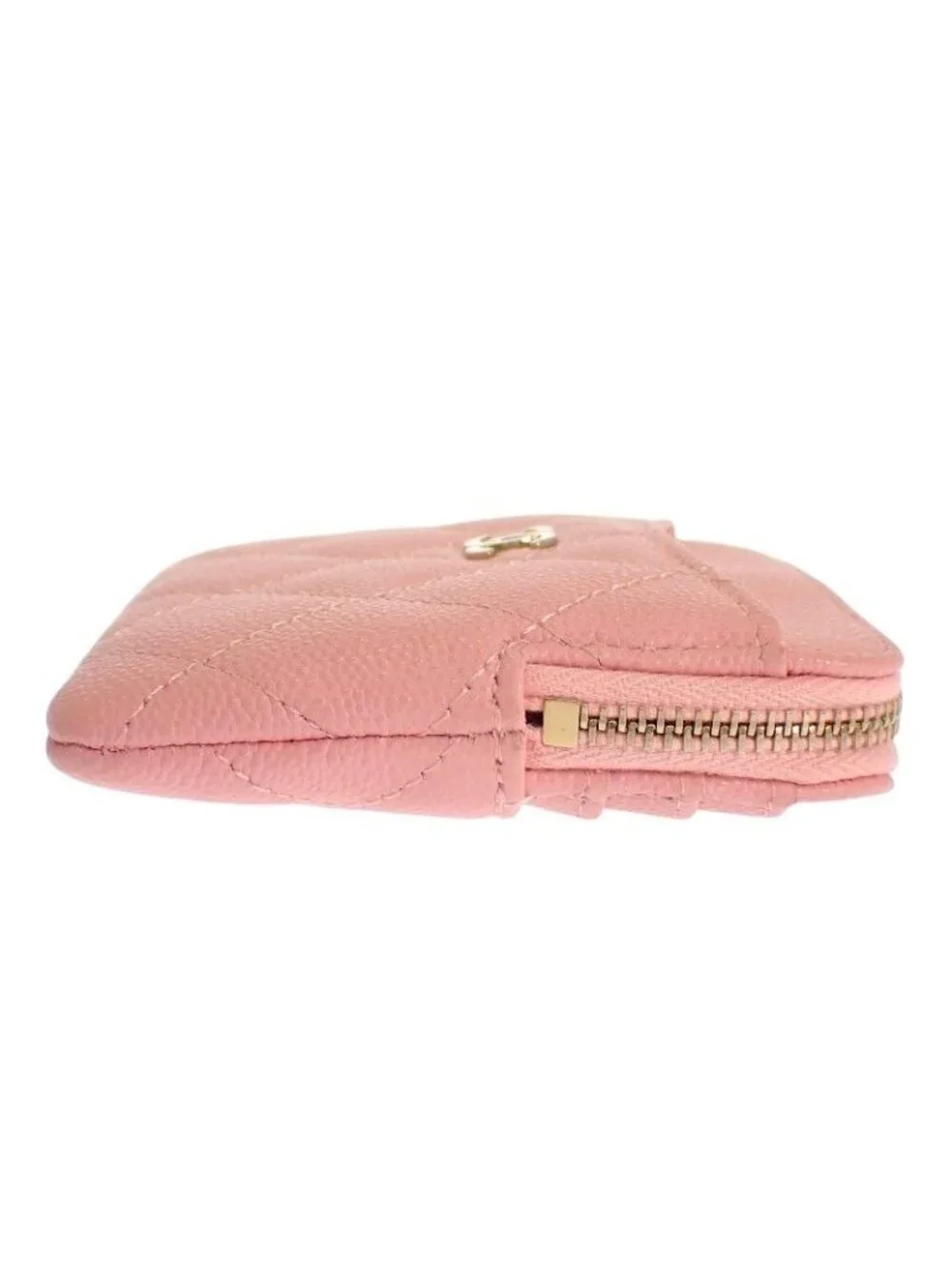 Chanel Classic Zip Coin Purse Mini Wallet Caviar Leather Pink Quilted CC Logo